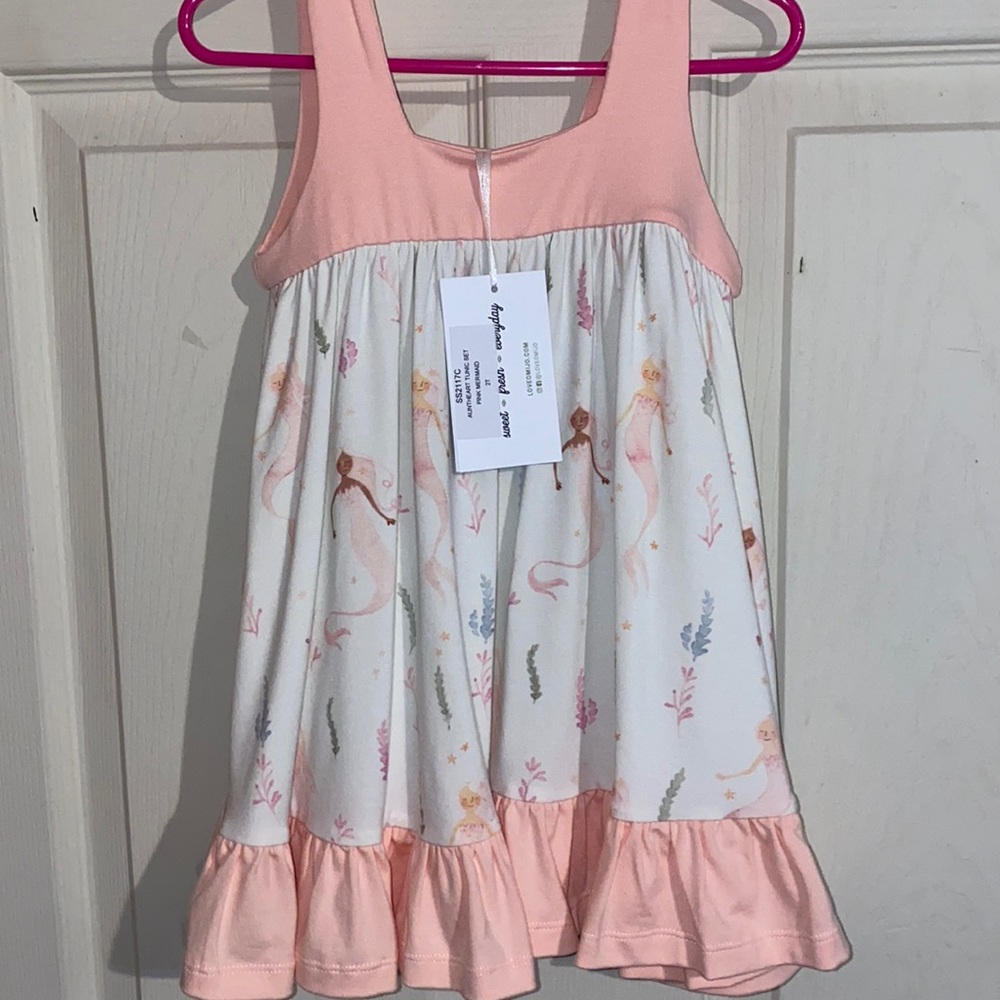 Well Dressed Wolf OmiJo NWT Aunt Heart Pink Mermaid Tunic Set 2T
